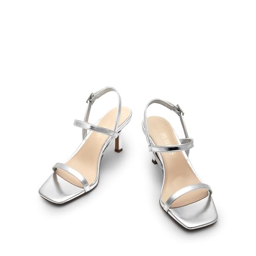 Image of DREAM PAIRS Womens Slingback Heels Square Open Toe Strappy Sandals Ankle Strap High Heeled Dressy Shoes