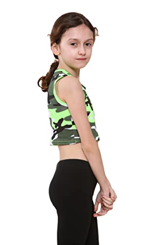 Image of Kids Girls Neon Fluorescent Vest Crop Tops T-Shirt Tee Top Dance Wear Gymnastic Fancy Dress Age 5-14 Years
