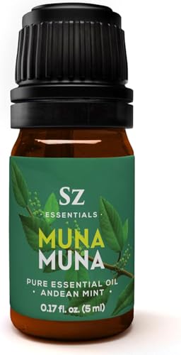 Sz Essentials - Muna Muna Andean Mint Essential Oil (Minthostachys Mollis) - 100% Pure and Undilluted - Rich & Fresh & Minty Scent with Earthy Overtones - Therapeutic Grade & Vegan - 0.17oz (5ml)