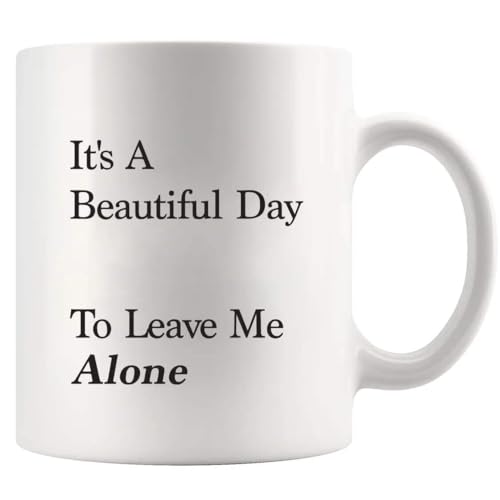 It's A Beautiful Day To Leave Me Alone Introvert Gifts Introverting Sarcastic Gifts To Coworkers Neighbors Classmates Friends Novelty Drinkware Ceramic Mug 11 oz White