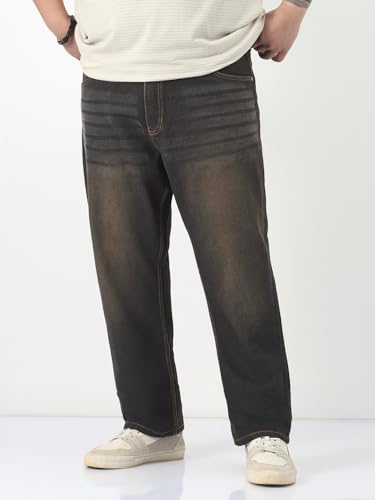 Image of Urbano Plus Men's Straight Fit Heavy Washed Jeans Stretchable