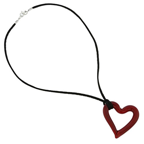 GlassOfVenice Bicchiere di Vetro di Venezia in Vetro Italiano Murano Glass Heart Villana a Ciondolo per Donne 2-1/2 Pollici - Collana con Contorno di Cuore in Vetro Fatto a Mano in Italia