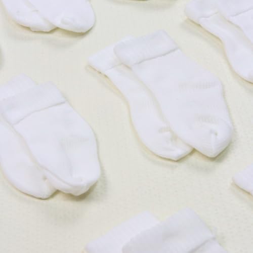 Kit 12 Pares de Meia Branca Unissex Menina Menino Récem Nascido 0 a 10 Meses