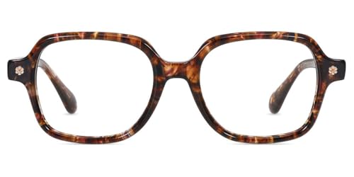 Image of Firmoo Blue Light Blocking Glasses Flower Decor Square Frames Computure Gaming /TV /Phones Glasses for Women