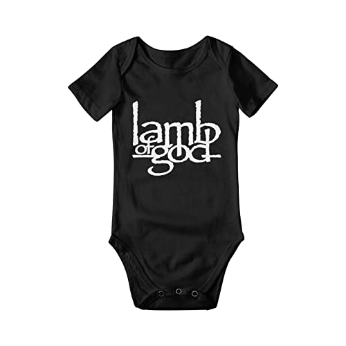 Image of 0-3 Months Baby Girl Clothes, Unisex Baby Short-Sleeve One-Piece Bodysuits American Heavy Metal Band Lamb - Music Of - T - God Baby Clothes, Child Romper Snapsuit Cotton Baby Onesie Bodysuit 3 Months