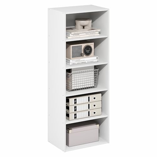 Furinno Basic Book Shelf, 5-Tier Bookshelf, Storage Organizer Bookcase with