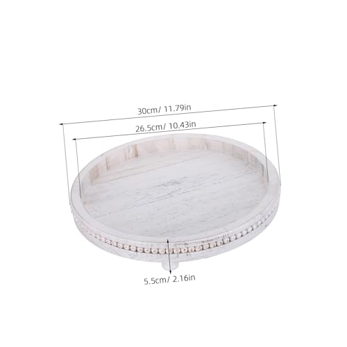 Bandeja circular de madera con cuentas decorativas TOMETURE de acabado artesanal 3