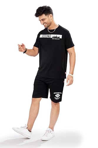 Image of WEET Cotton T-Shirt and Shorts Set for Men,Night Wear for Men,Men's Pyjama Set