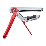 Jstaff S1 The Rolling Capo ローリングカポタスト 装着したままスライドで素早く転調·キーチェンジ可能 3段階の力調節でしっかり固定 ネックを傷つけない おしゃれ 軽量 簡単装着 上アームローラーは交換可能 エレキギター·アコースティックギター用 (レッド)