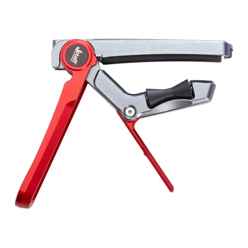 【国内正規品】Jstaff S1 The Rolling Capo ローリングカポタスト 装着したままスライドで素早く転調·キーチェンジ可能 3段階の力調節でしっかり固定 ネックを傷つけない おしゃれ 軽量 簡単装着 上アームローラーは交換可能 エレキギター·アコースティックギター用 (レッド)（Amazon）