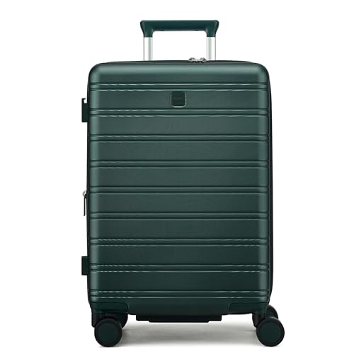 MILADA 24 Inch Expandable Hardside Checked Luggage with Dual 360° Spinner Wheels, Medium Travel Suitcase with TSA Lock, Airline-Approved, Lightweight Durable PC Shell for Travel, Blackish Green