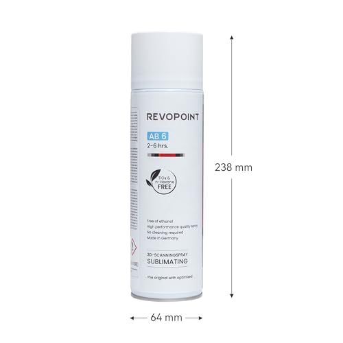 Revopoint 3D Scanning Spray for 3D Scanners, for Reflective, Transparent, Black or Highly Textured Surfaces, No Cleaning Needed, Sublimation, 500ml, AB-6