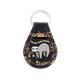 GIFTPUZZ Follow Your Dreams Sloth Car Key Chains for Womens Teens Chapstick Holder Lanyard Keychain Neoprene Chapstick Coin Holder Keychain Waterproof Neoprene Lip Balm Keychain Black