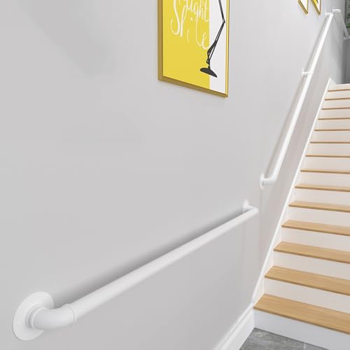 GSKDZG Negro Pasamanos De Escalera De Hierro Forjado Barandilla De Escalera Industrial Metal Barandilla De Seguridad Redondo Para Ancianos Y Niños 25cm-600cm(White,600cm)