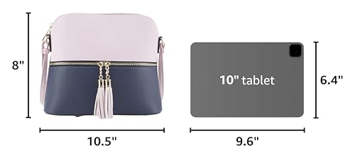 Image of SG SUGU Lunar Lightweight Medium Dome Crossbody Bag Shoulder Bag with Tassel | Zipper Pocket | Adjustable Strap
