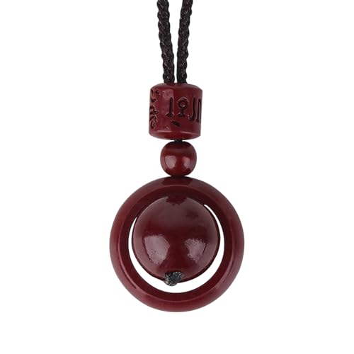 Cinnabar Six Syllable Mantra Rotating Pendant Necklace – Feng Shui Amulet for Protection, Good Luck, and Prosperity, Unique Gift for Positive Energy.