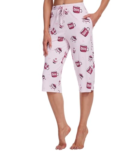 Image of WiWi Bamboo Viscose womens capri pants Wide Leg Pajama Super Soft Lounge knit Sleep shorts Cooling Pj Bottoms S-XXL