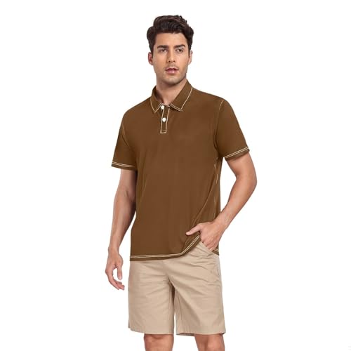Polo marron caramel pour homme à manches courtes en taille S à XL