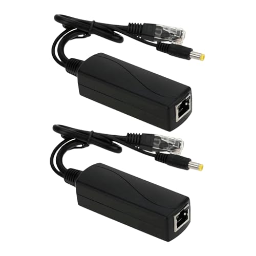 Image of 2-Pack POE Adapter Splitter Active 48V to 12V Compatible with POE Devices PoE Switches IP-Camera IP-Phone, Black