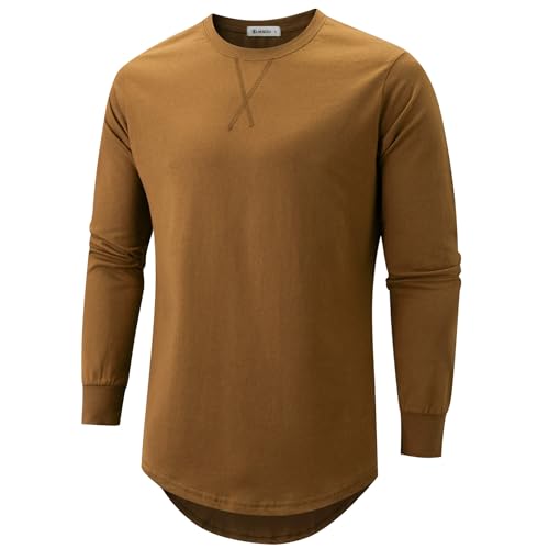 Image of KLIEGOU Men's 100% Cotton Longline T-Shirt, Pre-Shrunk Soft