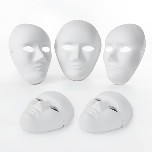 OVISEEN Lot de 10 Masques Blancs à Peindre en Papier Mâché - 24 x 18,5 cm - Pour Halloween,...