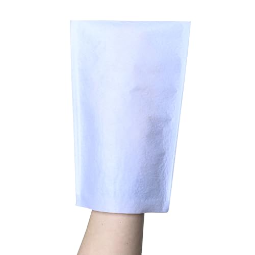 PROTEX Manopla desechable no jabonosa, guante de lavado impermeable, hipoalergénico y antiarañazos de TNT | Paquete de 50 unidades – 25 x 16 cm