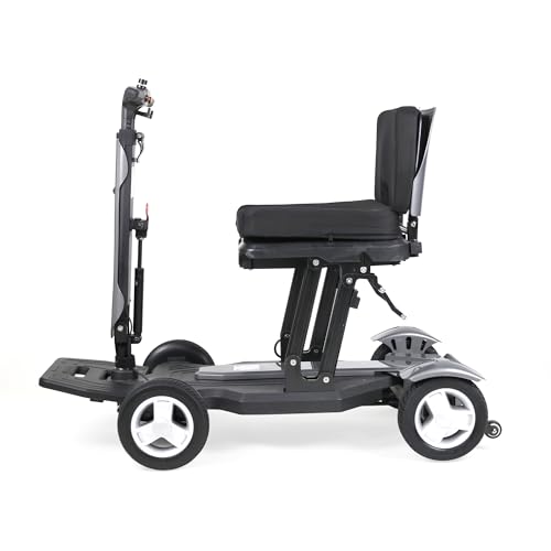 Prophete SM4 Kompakt Elektromobil – Faltbarer 4-Rad E-Scooter mit 250W Motor, 2X 24V/6Ah Li-Ion Akku, bis 20 km Reichweite, LED-Licht, PU-Vollgummireifen, 120 kg Belastung, 4-Radlenkung(Schwarz)