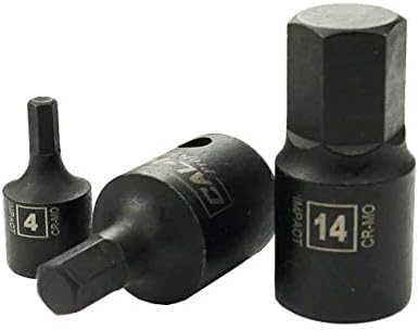 Miniatura 5 de Cal-Hawk AISHB16M 16 PC hexagonal métrico Allen Master Impact Socket Bit Set CR-MO Acero 1/4 3/8 1/2 Dr