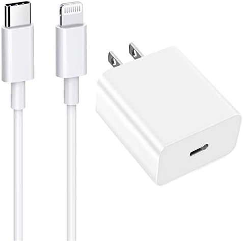 Fast Charger Compatible with iPhone 11 Xs Max XR X 8 Plus iPad Pro and More, 18W USB C Power Delivery Wall Charger Adapter Plug with Type C to LightningCable