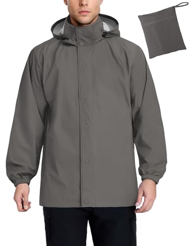 COOFANDY Men's Rain Jacket Waterproof Packable Raincoat Lightweight Windbreaker with Hood for Hiking Cycling