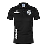 T-Shirt Manches Courtes SC A. B，Po.lo T-Shirt All-Match Respirant，Tee Shirt de D'extérieur pour Entraînement(Black,S)