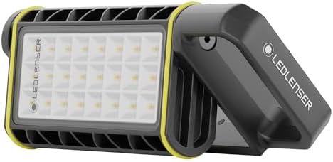 Ledlenser AF4R Work Floodlight - Black, Battery & AC Powered - Hybrid Battery & AC for Portable Work Light - 2000lm 5-Step Tunable LED Spotlight - Multi-Concentrated Technology Flood Light 60m Beam