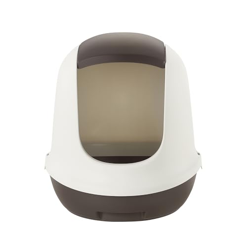 Richell: PAW TRAX Dome Hooded Litter Box - Brown - Enclosed Cat & Kitten Pan, Detachable Hood, Includes Scooper, Prevents Litter Scatter, 15x19x16