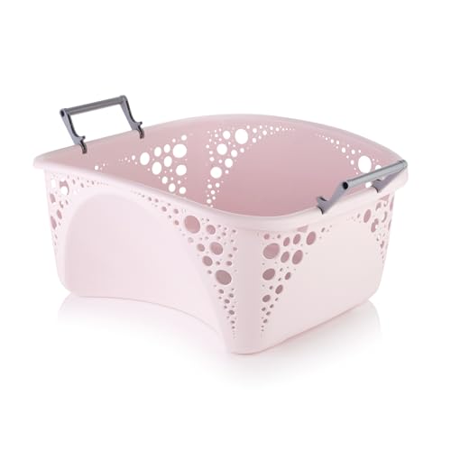 Minky 40L Stackable Laundry Basket, Stackable Washing Basket, Sturdy Foldable Handles, Easy Carry Hip Fit, Multipurpose & Durable Laundry Baskets, Made In The UK