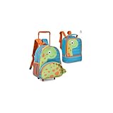 Mochila Infantil de Rodinhas Escolar com Estampa de Cachorro, Verde, Poliéster, 30x17x34cm, 3 Bolsos