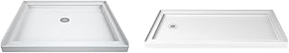 DreamLine SlimLine 36 in. D x 36 in. W x 2 3/4 in. H Center Drain Single Threshold Shower Base & SlimLine 32 in. D x 60 in. W x 2 3/4 in. H Left Drain Single Threshold Shower Base