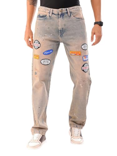 Image of The Indian Garage Co Men Vintage Straight Fit Solid Mid-Rise Jeans