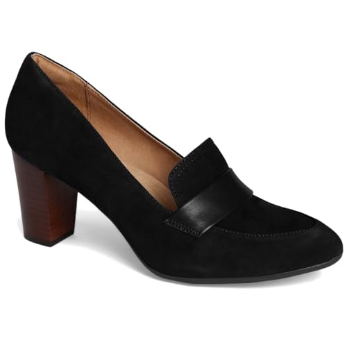 Image of SHODENSE Women Chunky Kitten Heel Pumps Shoes Round Closed Toe Slip On Suede Penny Loafers Matte Block Mid Heels Dress Loafer Almond Toe Comfort Oxford Shoes Office Work Classic Elegant 4-11 M US