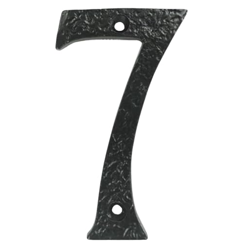 UAP Cast Iron 4 House Number 7 Screw Fix Front Door Rustic Address Plate Black