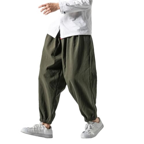 Men Fleece Harem Pants Warm Loose Elastic Waist Trousers Traditional Harajuku Casual Pantalon