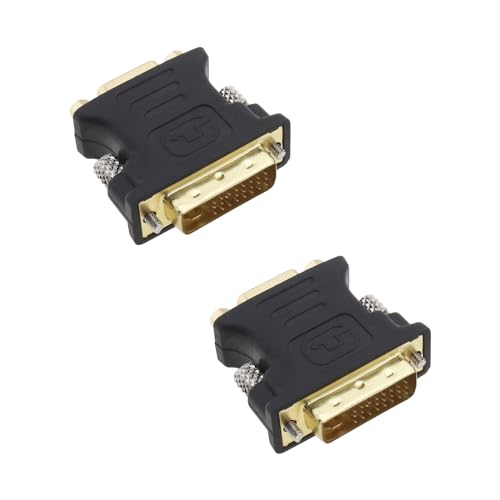 VGOL 2 adaptadores DVI a VGA DVI-I macho de 24+5 pines a VGA hembra, convertidor chapado en oro para PC, HDTV, monitor, televisión, proyector, color negro