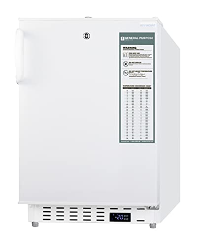 Summit Appliance ADA305AF 20 inch Wide Built-In Vaccine All-Freezer, ADA Compliant, Built-in Capable, Factory-Installed Lock, Adjustable Digital Thermostat, 3 inch Thick Door, Manual Defrost, White on Fridge.com