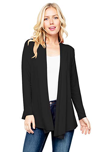 Image of Women's Drape Front Open Cardigan Long Sleeve (S-2X, Made in USA)