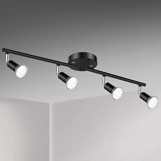 4 Way GU10 6W Ceiling Light Fitting, Spot Light Ceiling Spotlight Swiveling Lamp Light Bases Angle Adjustable for Kitchen Bedroom Living Room and Showroom (Bulbs Not Included)