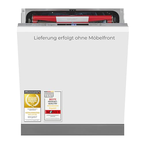 Exquisit Geschirrspüler Einbau | 14 Maßgedecke, Energieklasse A, 42 dB, 8 Programme |Eco, Kurz, Glas, Startzeitverzögerung, Auto Door Open, Besteckschublade, LED Fußbodenanzeige | EGSP9614-E-030A inox