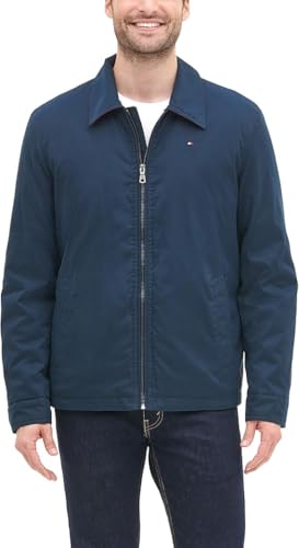 Tommy Hilfiger Men's Lightweight Microtwill Golf Jacket (Standard and Big & Tall), Navy, Medium