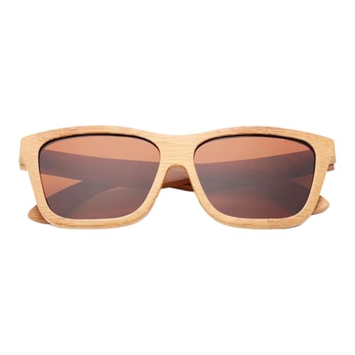 Lunettes de soleil rectangulaires vintage en bois avec verres polarisés de protection UV