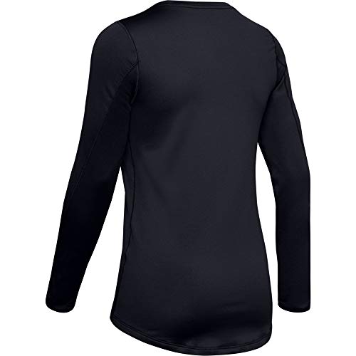 Under Armour Women's ColdGear Armour Compression Crew Long-Sleeve T-Shirt , Black (001)/Metallic Silver , Small