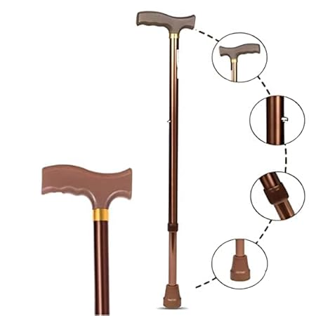 MCP Jindal Premium Height Adjustable Walking Stick (Brown)