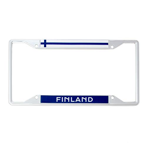 Desert Cactus Country of Finland Flag License Plate Frame for Front or Back of Car Vehicle Truck Finnish